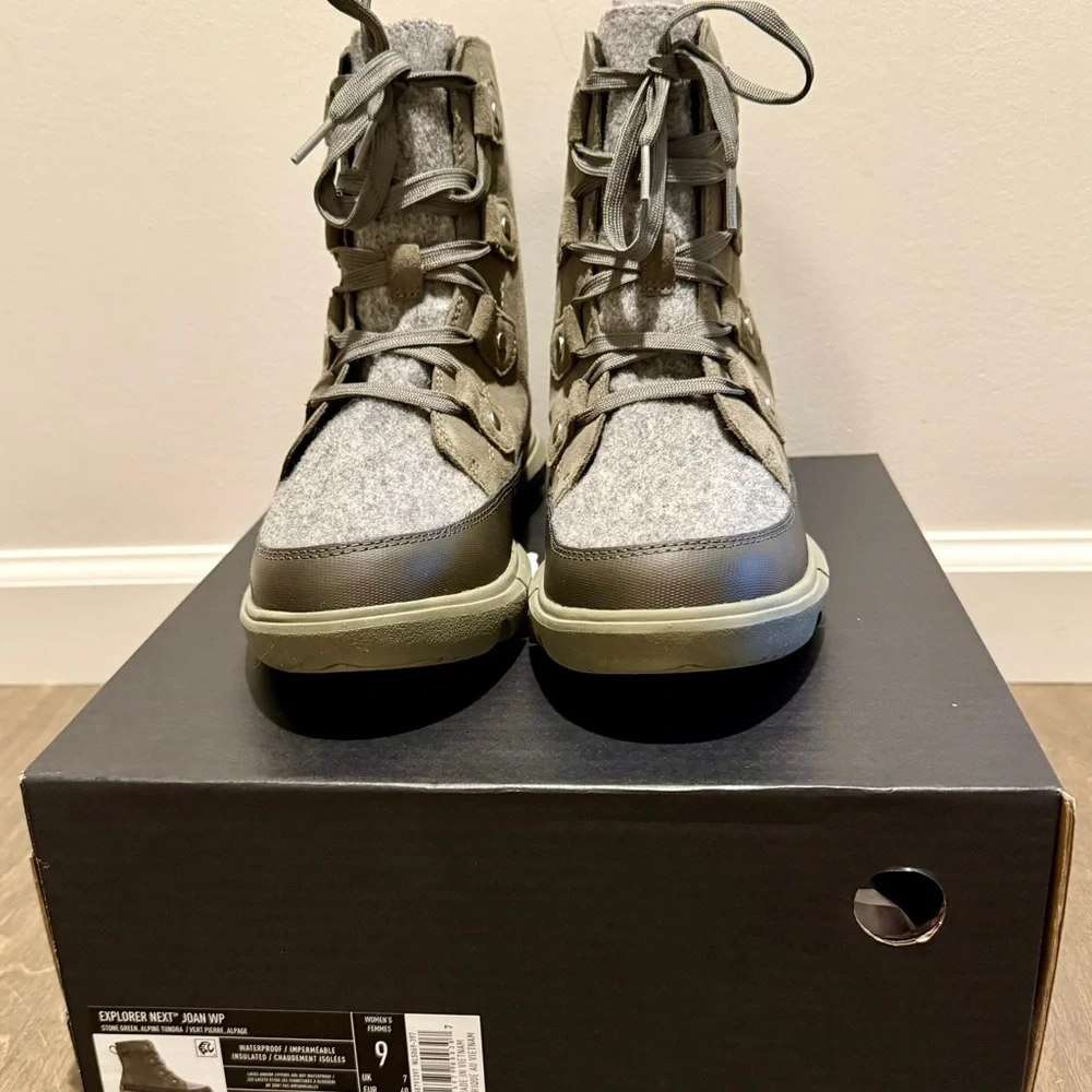 Sorel Explorer Next Joan Boots Wmns Sz 9 Green and Gray - Picture 8 of 8